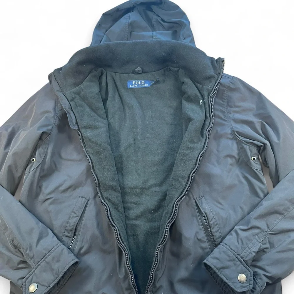 Polo Ralph Lauren Men’s Black Full Zip‎ Fleece-Lined Hooded Jacket Size Medium